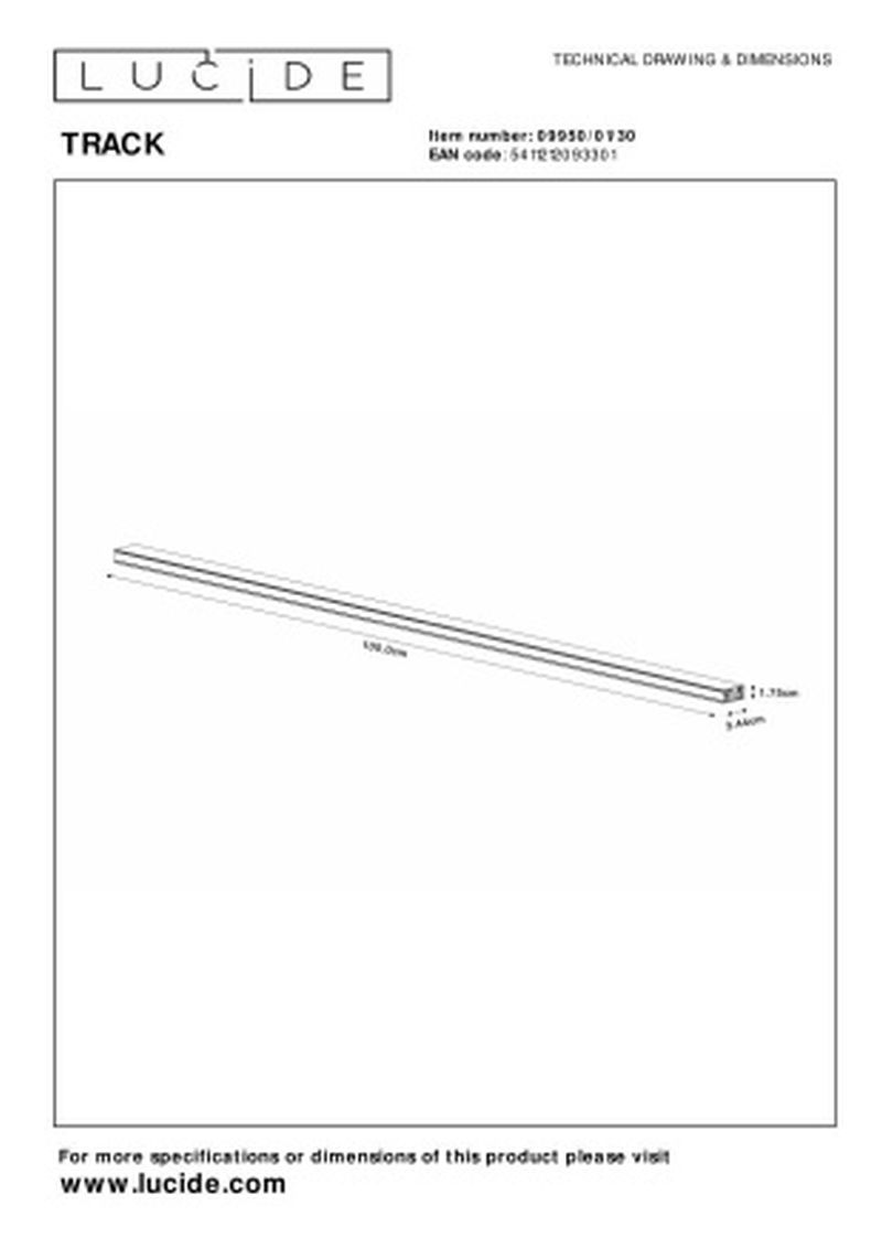 Lucide TRACK Track - 1-okruhový systém osvetlenia Track - 1 meter - Čierny (predĺženie)